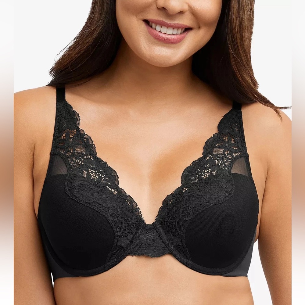 Bali Black Lace Plunge Underwire Bra